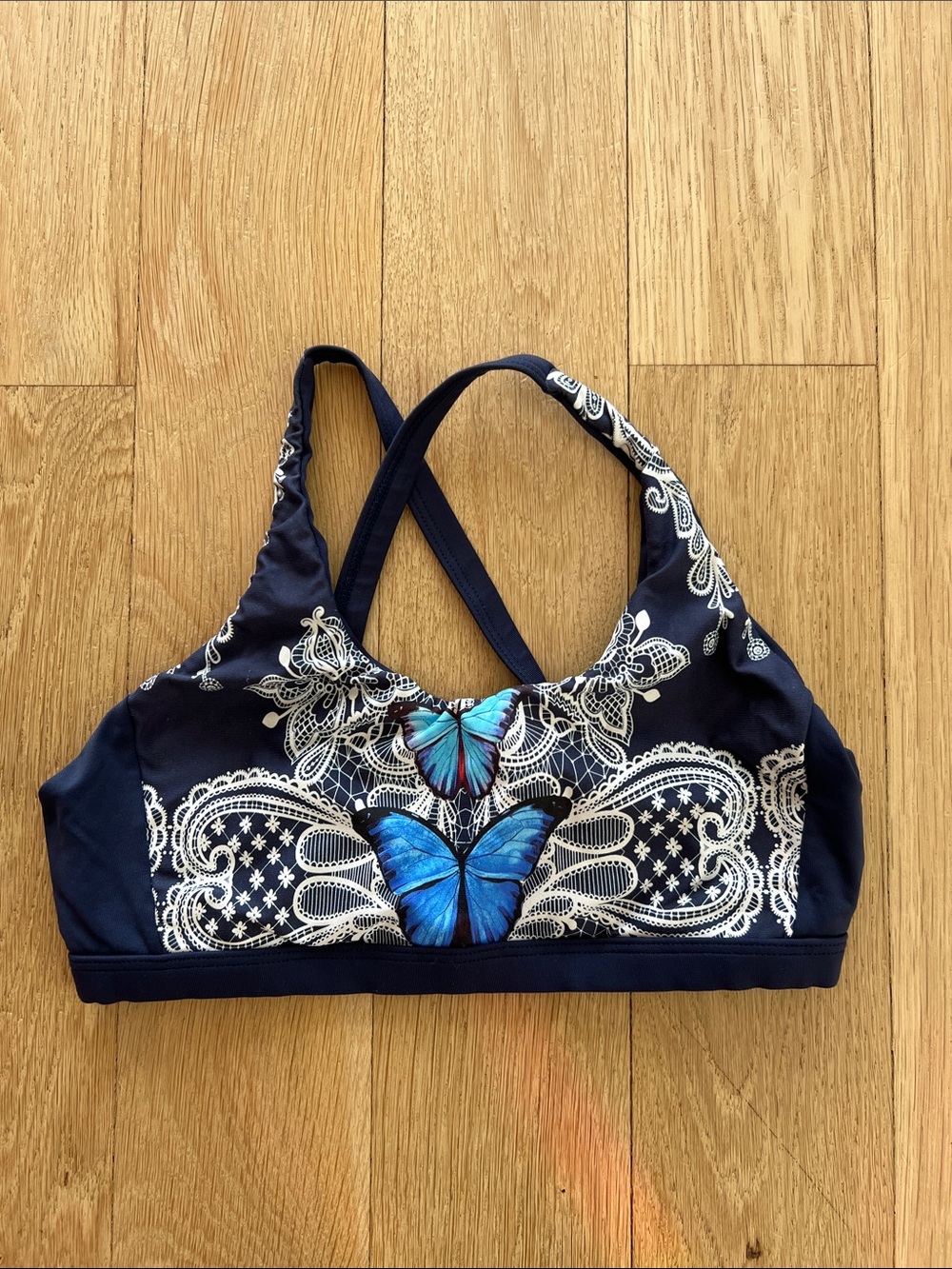 Blue Butterfly Sports Bra